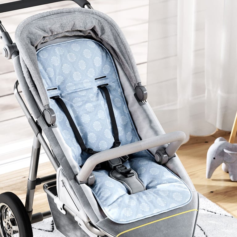 Capa de Carrinho com Protetor de Cinto Mandala Coração Azul