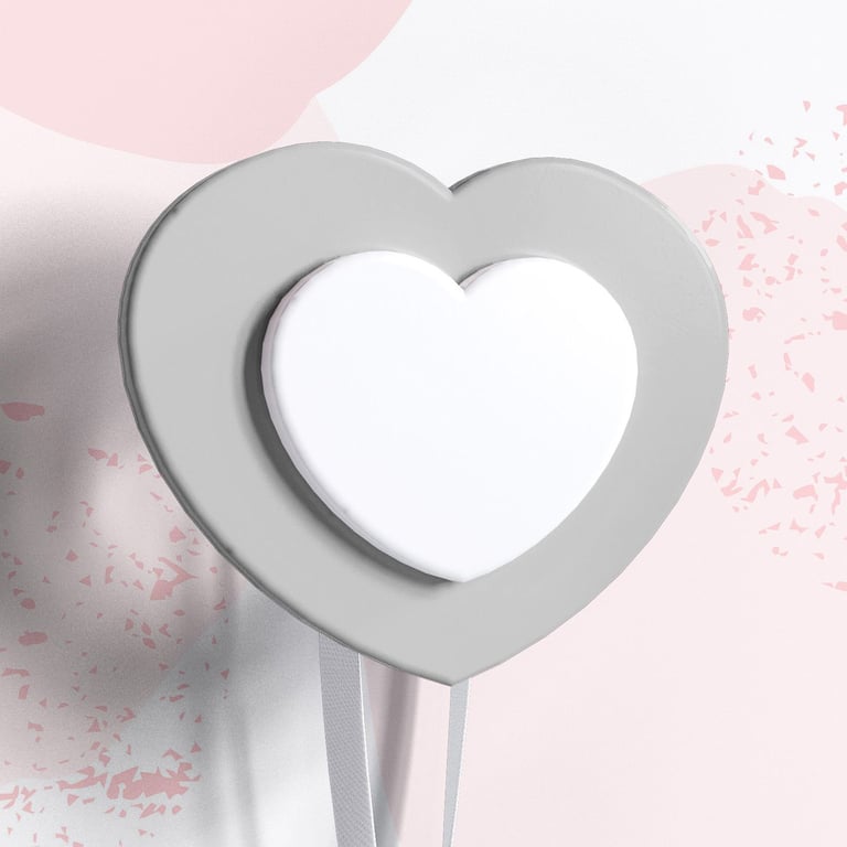 Cabideiro de Parede Coração da Mamãe Cinza e Branco