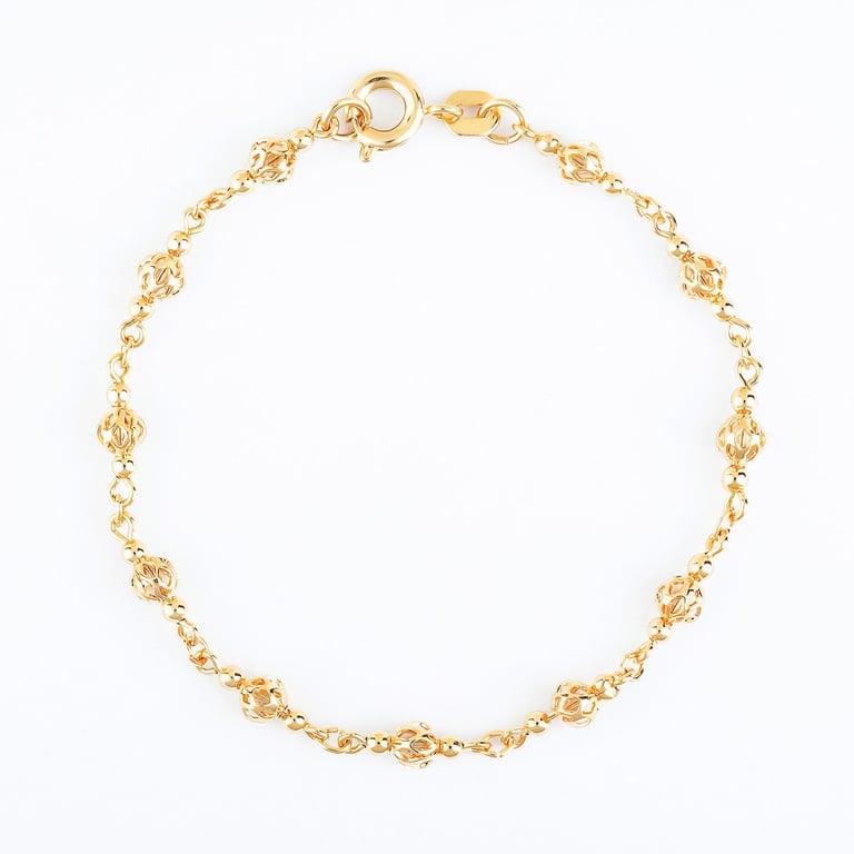 Pulseira Infantil Bolinhas Vazadas Ouro