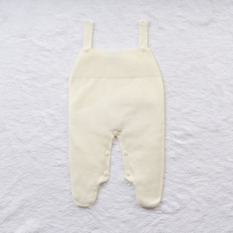 Jardineira Tricot com Botões Amarelo Tam M