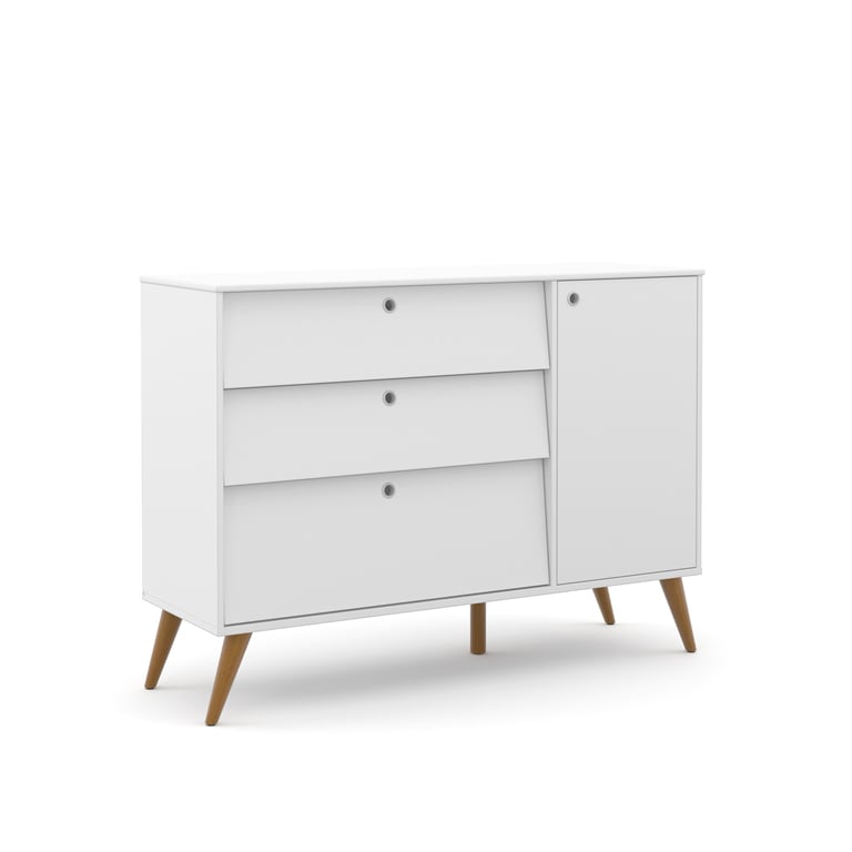 Cômoda Infantil Branco Soft com Porta Gold Eco Wood