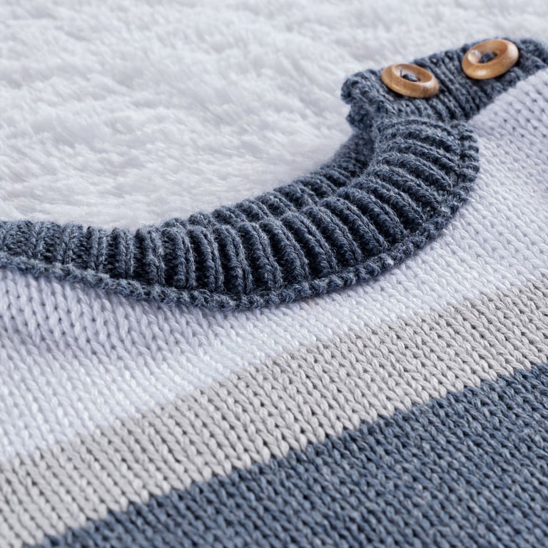 Casaquinho Tricot Listra Verde Musgo e Cinza — vista alternativa