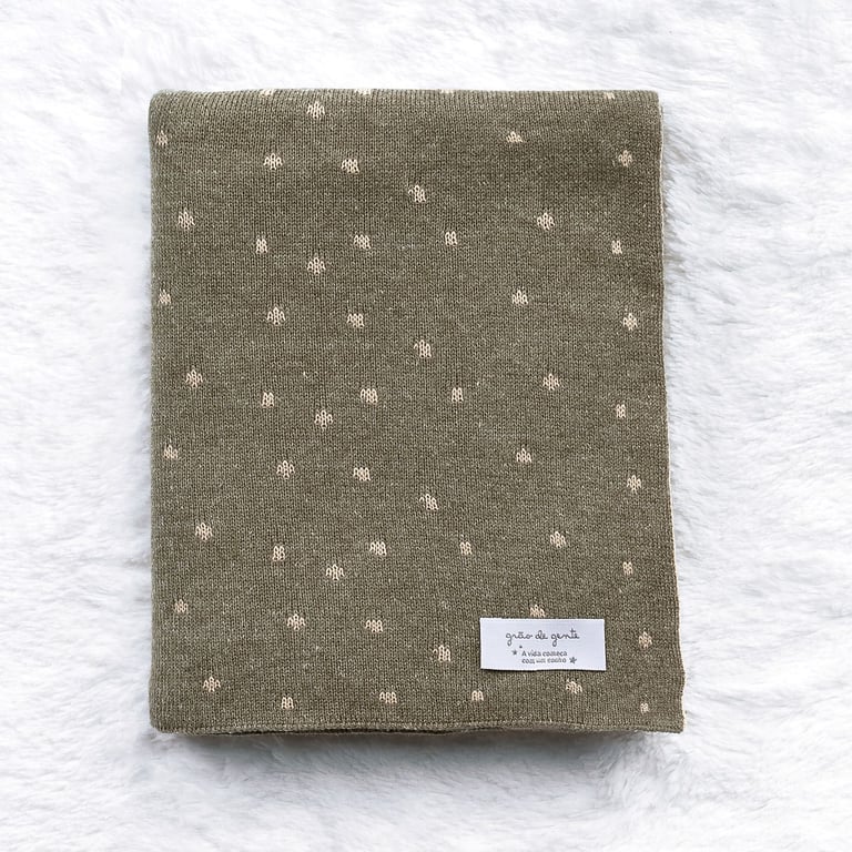 Manta Bebê Tricot Jacquard Poá Dupla Face Preto 80cm