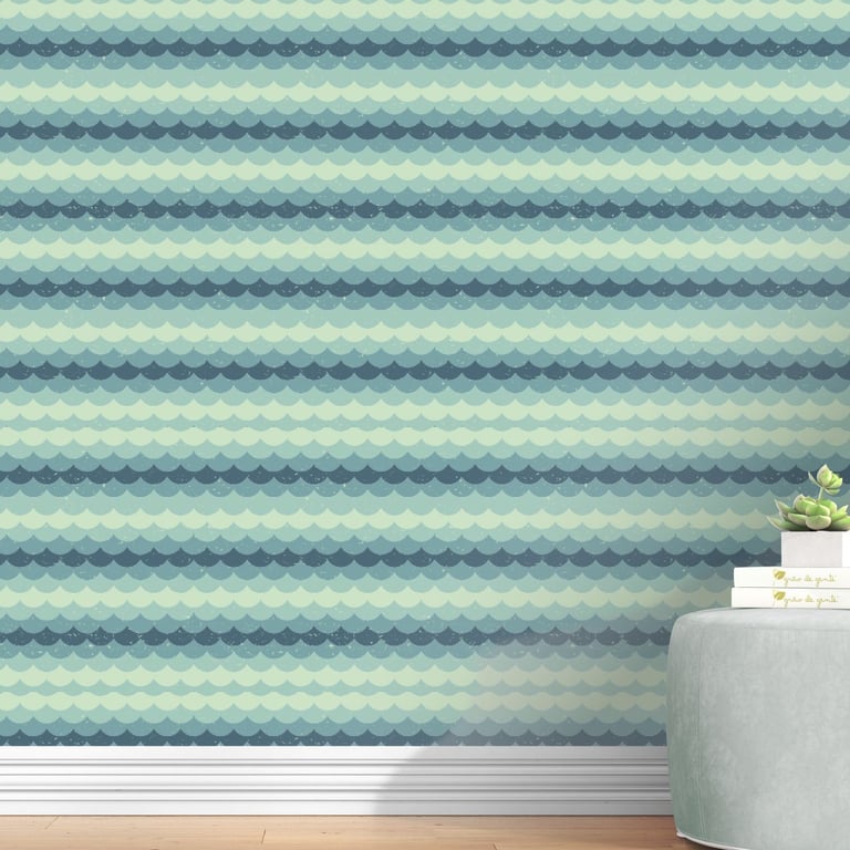 Papel de Parede Ondinha Degradê Azul 3m