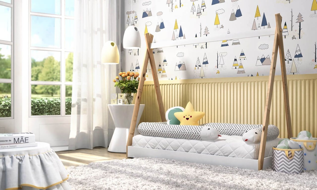 Cama Cabana Montessoriana Madeira/Branco