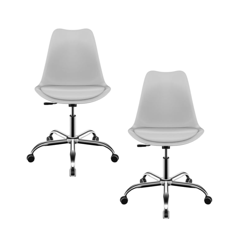 Kit Cadeira de Escritório Saarinen Cromada Branco