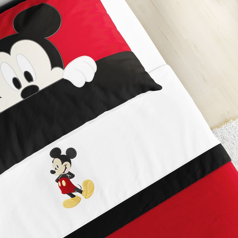 Jogo de Lençol Infantil Solteiro Mickey Mouse Vermelho 3 Peças