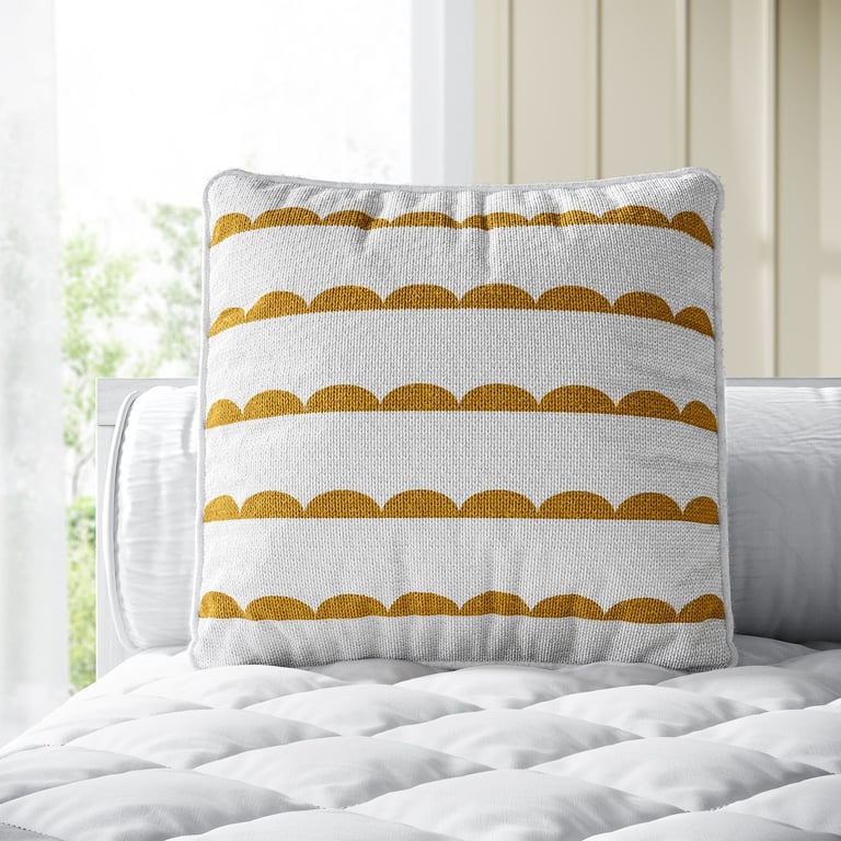 Almofada Quadrada Tricot Montanha Escandinava Amarelo Mostarda 38cm