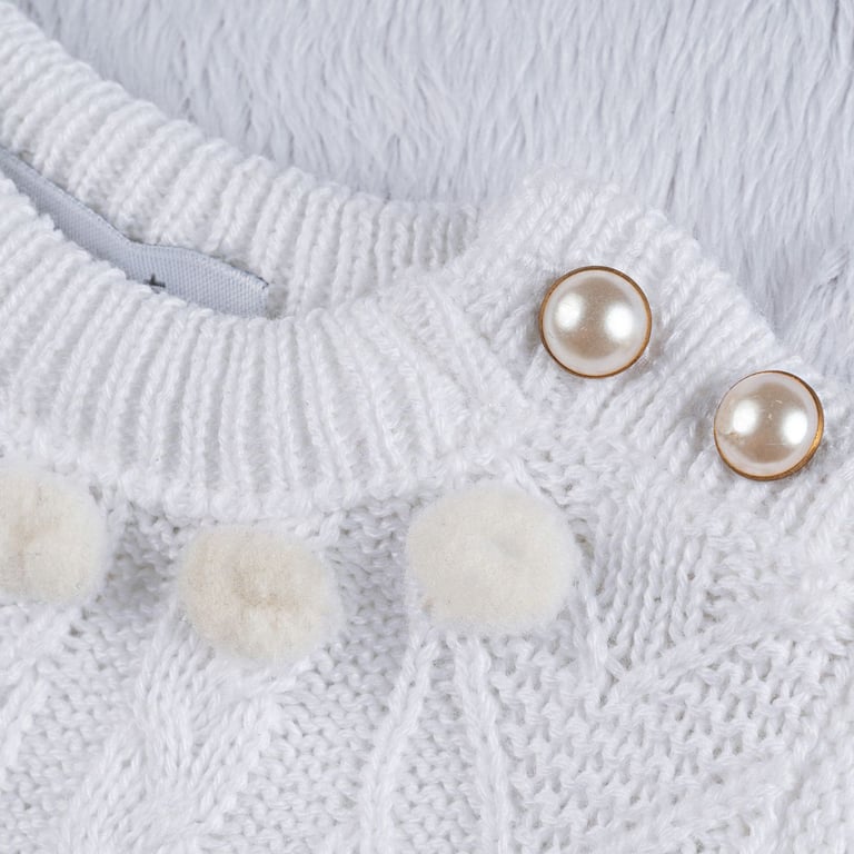 Vestido Tricot Pompom Branco Chantilly — vista alternativa