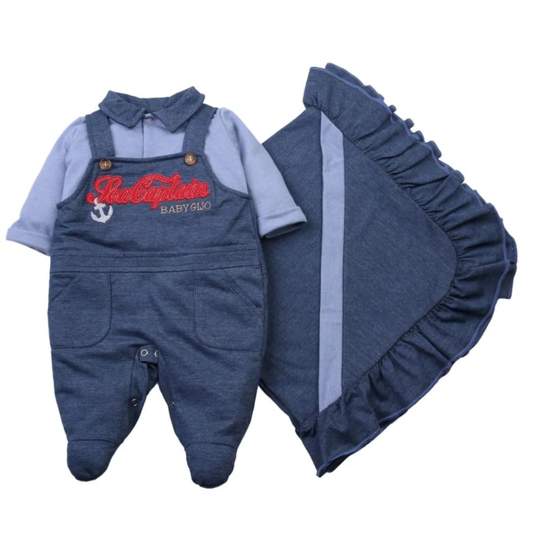 Saída De Maternidade Baby Gijo Jardineira Sea Captain