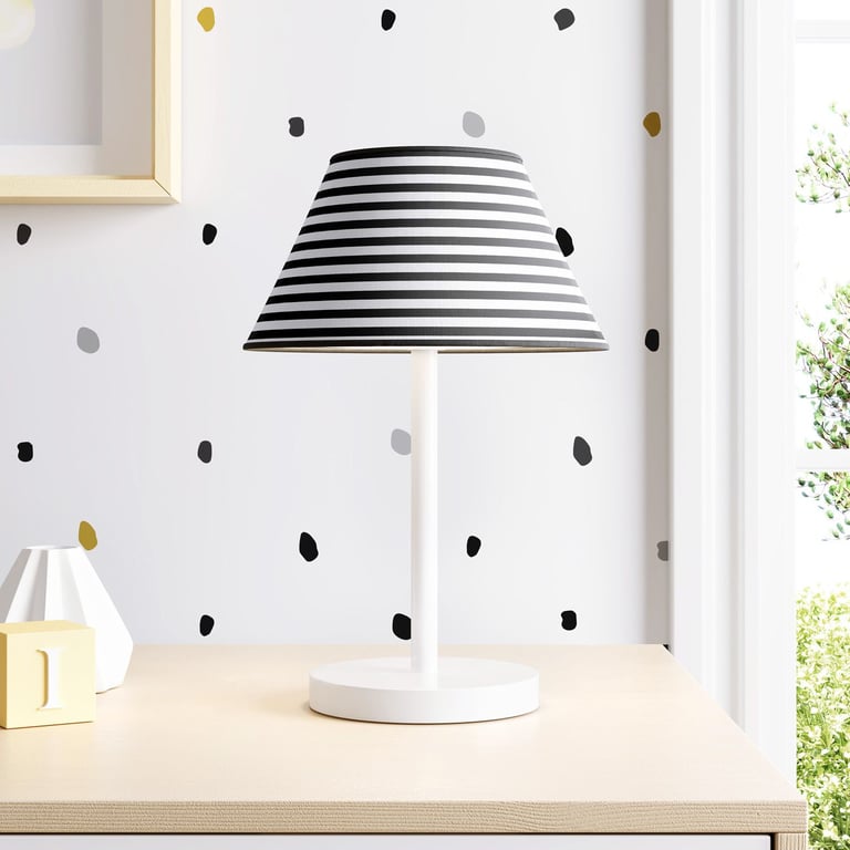 Abajur Simples Listrado Preto e Branco
