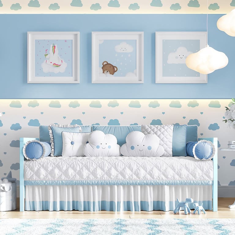 Kit Cama Babá Amiguinhos Nuvem Azul