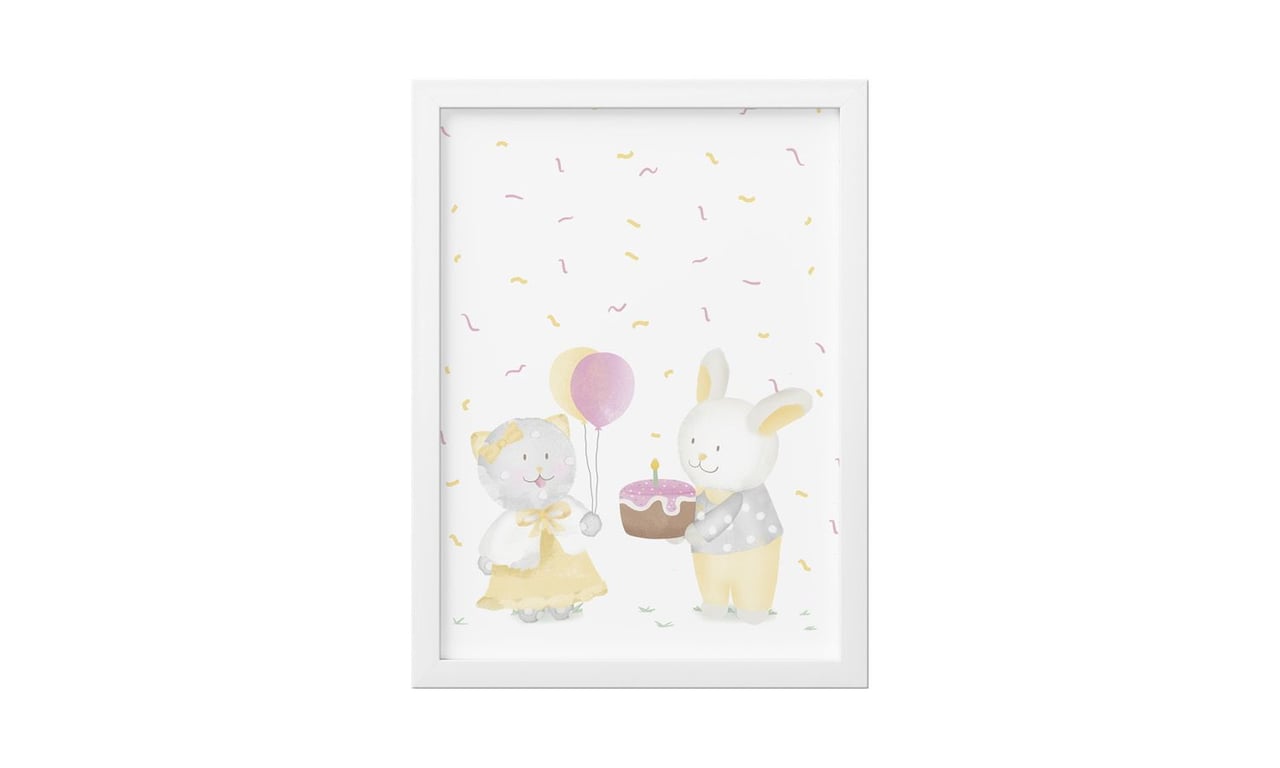 Quadro Amiguinhos Amarelo Aniversário 25cm