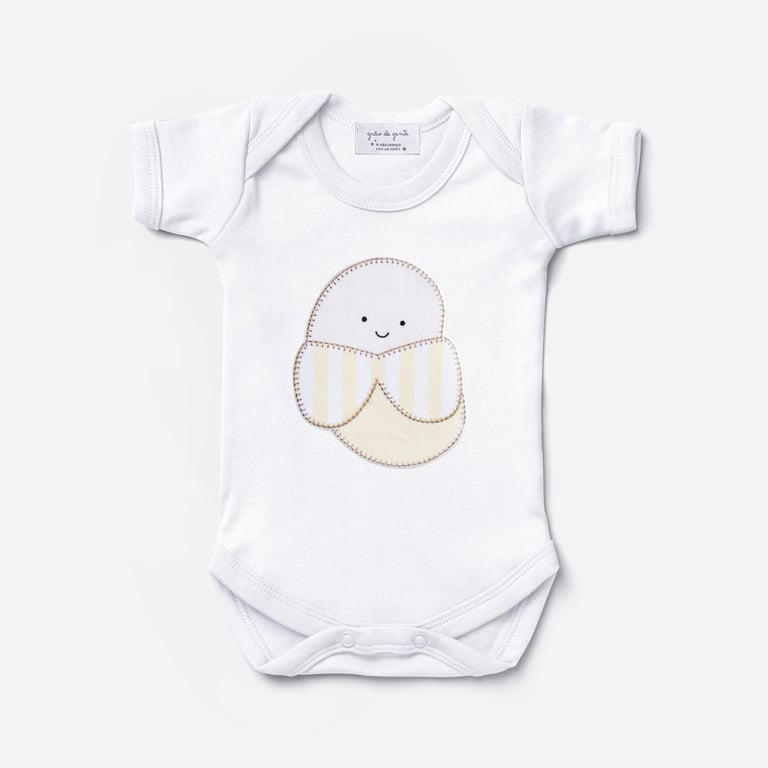 Body Manga Curta Frutinha Banana Tam P