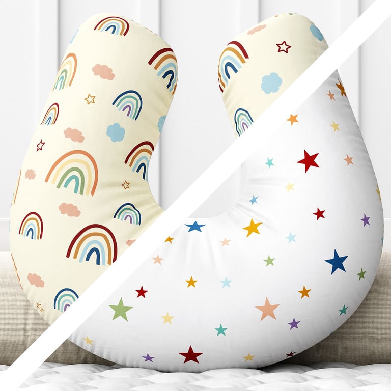 Almofada Amamentação Dupla Face Estrelinha Arco-íris Colorida