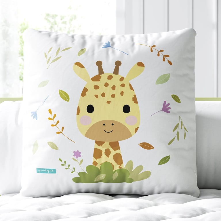 Almofada Quadrada Amiguinho Girafa Selva Baby