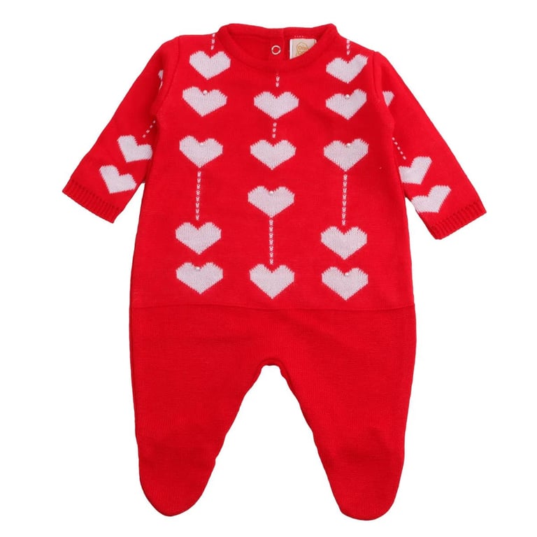 Saída Maternidade Din Don Corações e Pérolas Vermelho