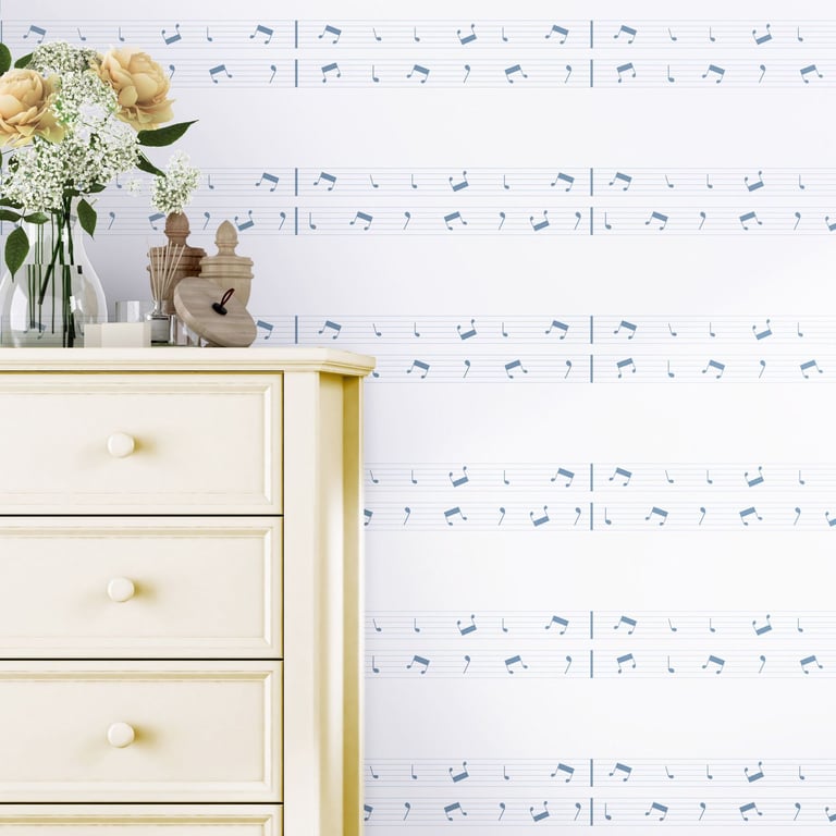 Papel de Parede Partitura Nota Musical Azul 1,50m