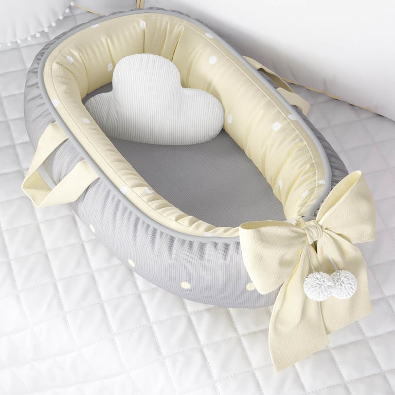 Ninho para Bebê Redutor de Berço Tricot Poá Azul 80cm