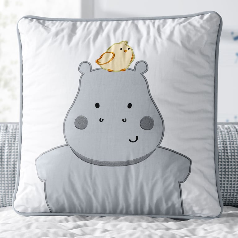 Almofada Quadrada Hipopótamo Arca dos Bichinhos Cinza 38cm