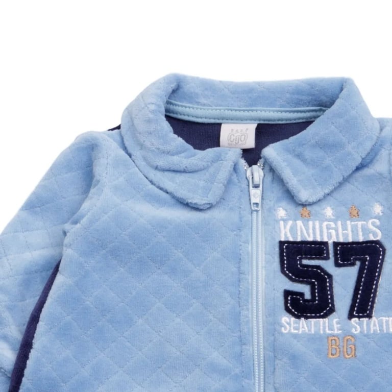 Saída Maternidade Baby Gijo Em Plush Com Zíper Azul Claro — vista alternativa
