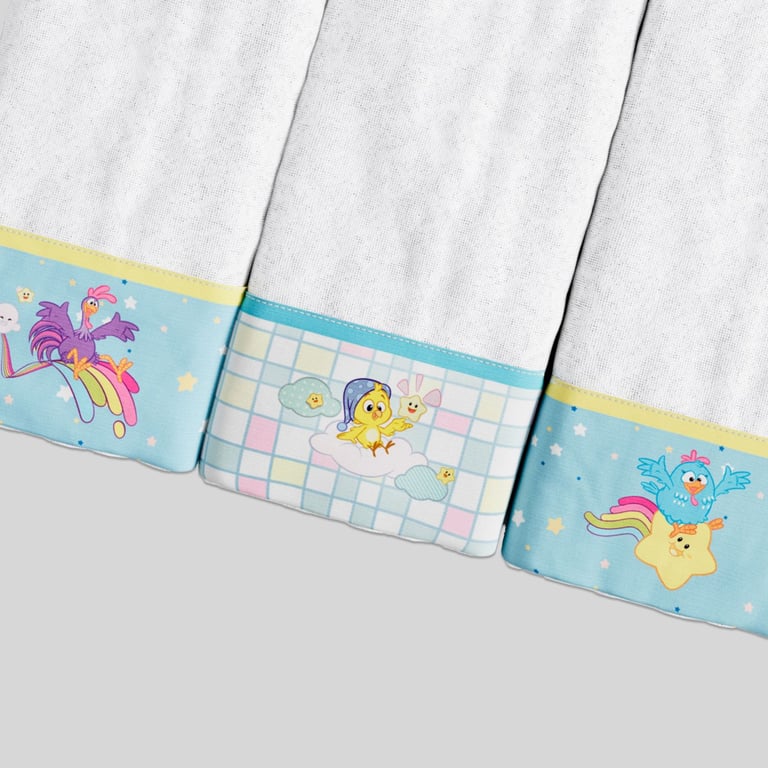 Jogo de Fraldas de Boca Galinha Pintadinha Estrelinha 3 Peças