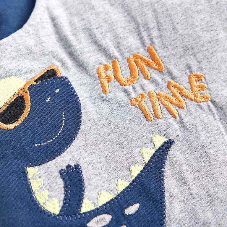 Macacão Jardineira Curto Dino Fun Time Azul Marinho — vista alternativa