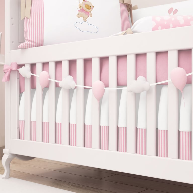 Varal de Berço Nuvem e Balão Rosa 1,30m