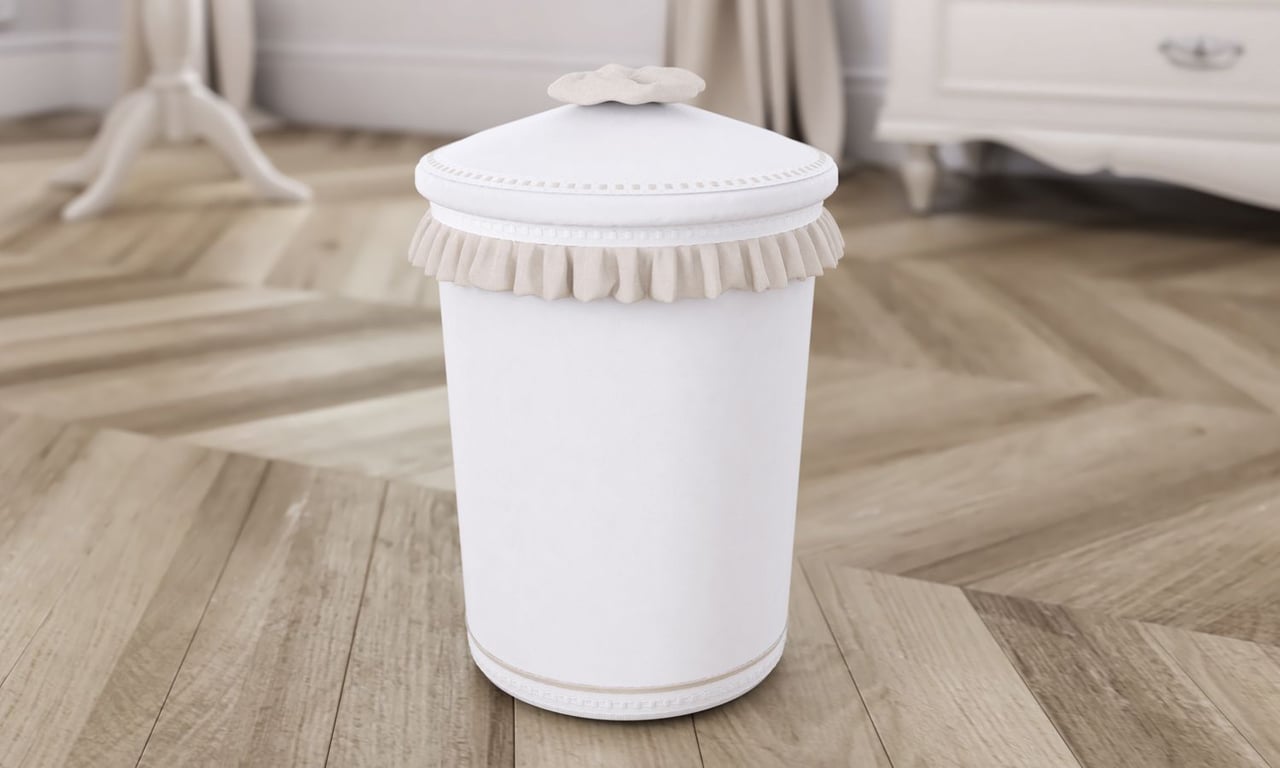 Lixeira com Babado e Laço Bege