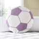 Almofada Redonda Tricot Bola de Futebol Lilás - imagem 2