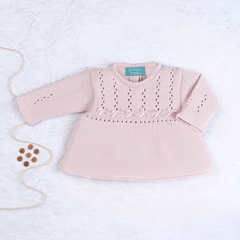 Vestido Tricot Principessa com Pérolas Rosa — vista alternativa