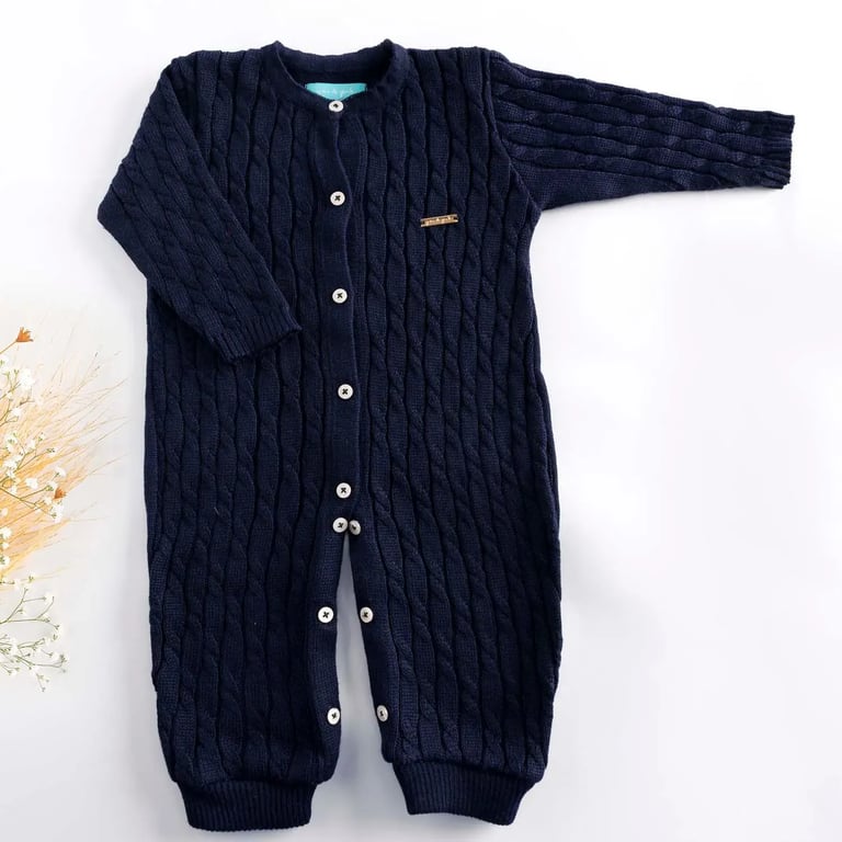 Macacão Tricot Trançado Azul RN