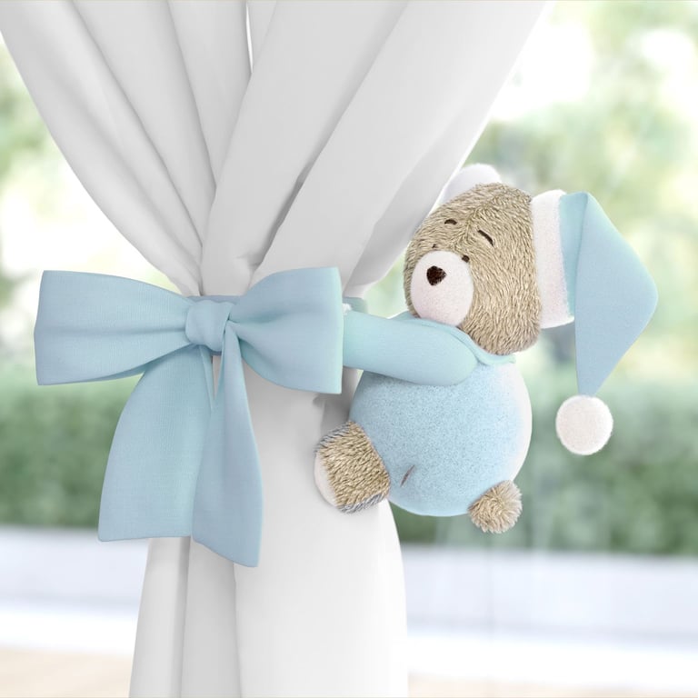 Prendedor de Cortina Ursinho Azul Clássico 2 Peças