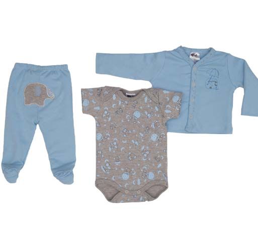 Conjunto Longo 3 peças Bebê Azul