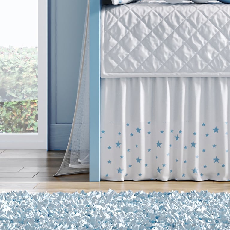 Saia de Berço Barra Estrelinhas Branco e Azul