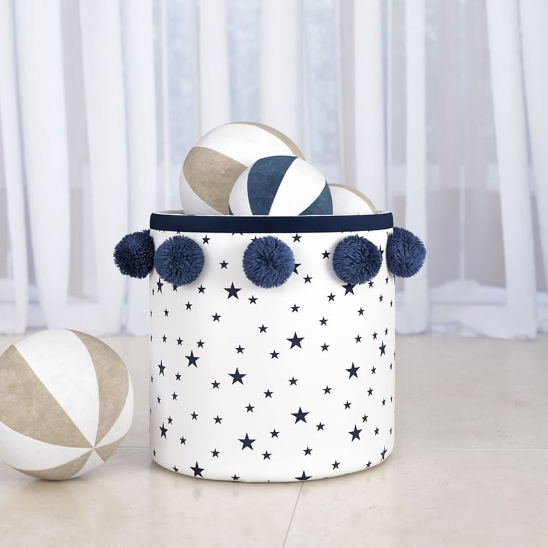 Cesto Organizador para Brinquedos Estrelas Pompom 35cm