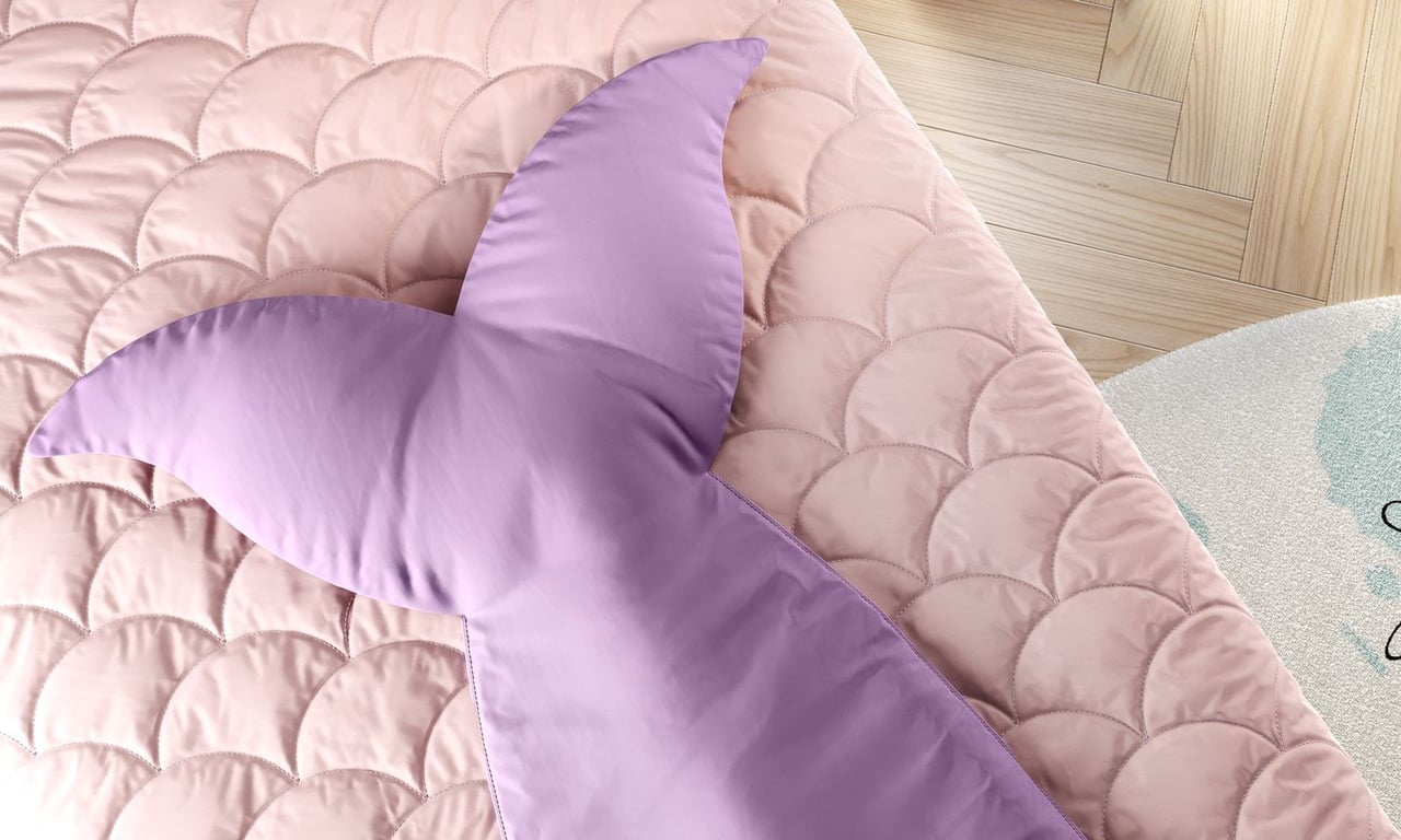 Edredom Infantil Solteiro com Cauda Menina Sereia — vista alternativa