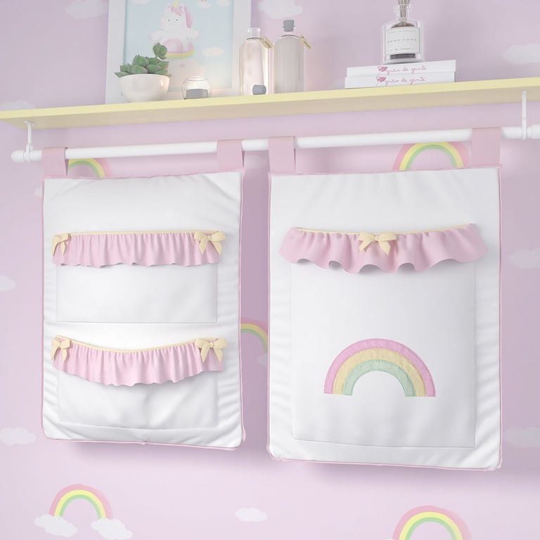 Porta Fraldas Varão Arco-Íris com Babado