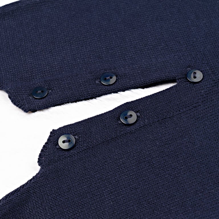 Saída Maternidade Tricot Tricot Ladylike Pérola Branco e Azul Marinho 03 Peças — vista alternativa
