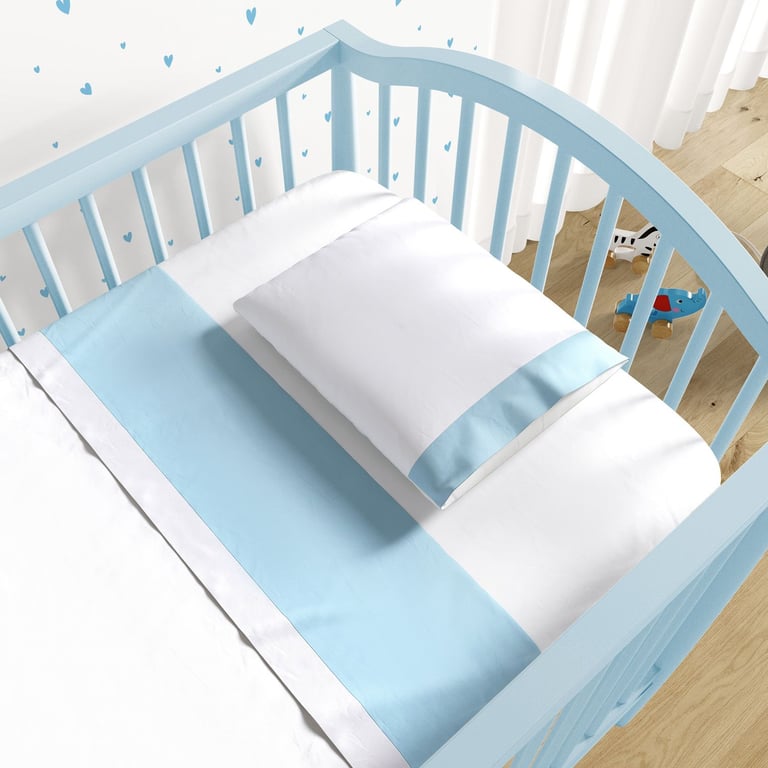 Jogo de Lençol Berço Azul e Branco 3 peças — vista alternativa