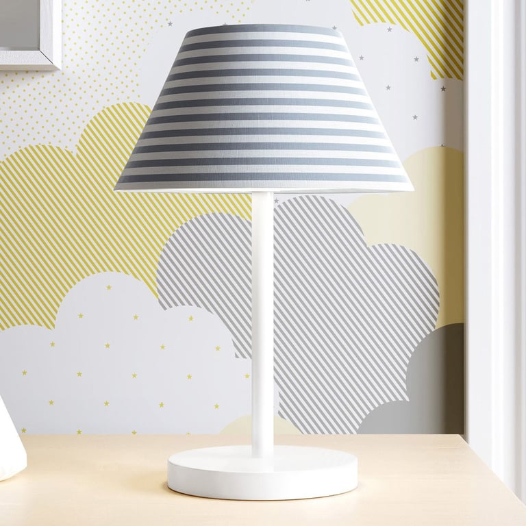 Abajur Simples Listrado Cinza e Branco