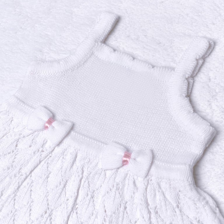 Vestido Tricot Vazado Laços Vermelho