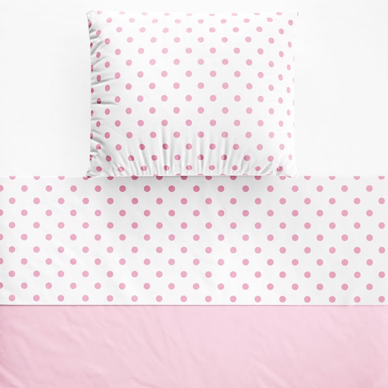 Jogo de Lençol Berço Poá Rosa e Branco 3 Peças