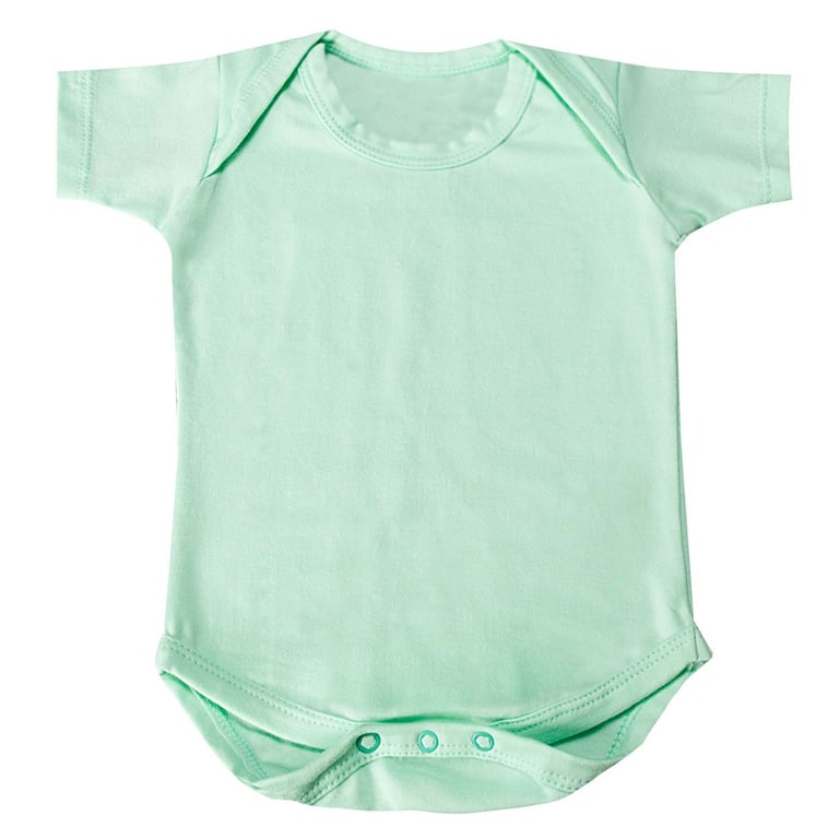 Body Manga Curta Basic Liso Verde 6 a 9 Meses