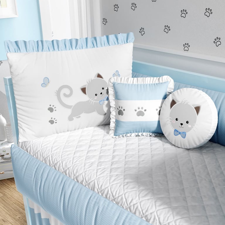 Kit Berço Gatinho Azul