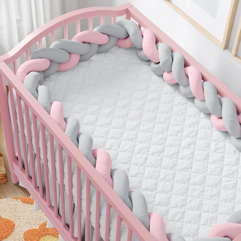 Trança Lateral Para Berço Rosa e Cinza 3,80M