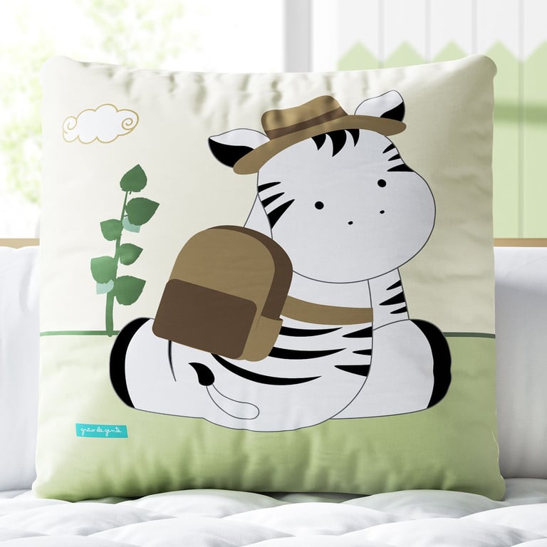 Almofada Quadrada Aventura Safári Zebra 30cm