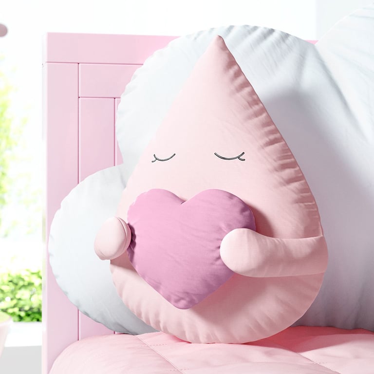 Almofada Gotinha com Coração Azul 30cm