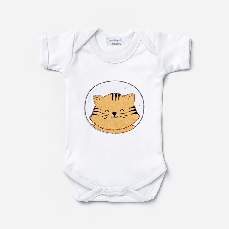 Body Manga Curta Gatinho Astronauta Tam P