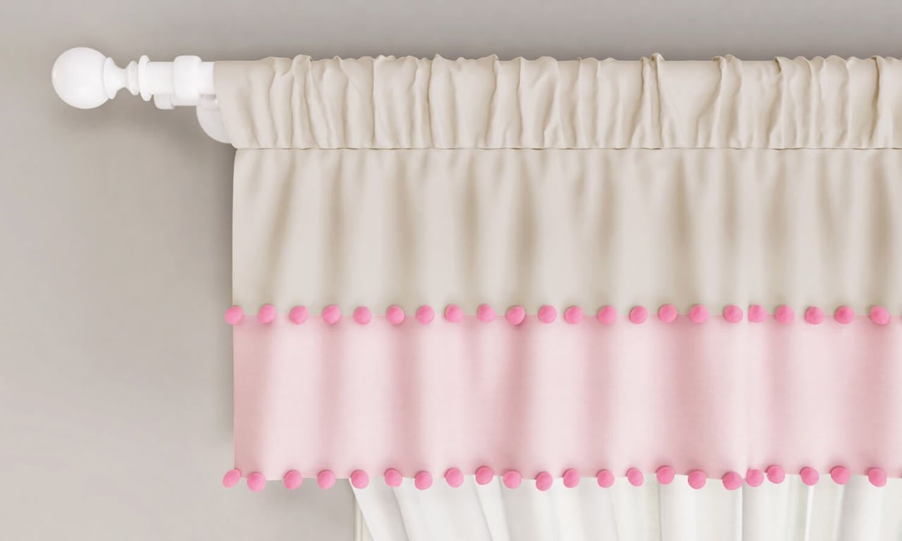 Cortina Pompom Palha/Rosa — vista alternativa